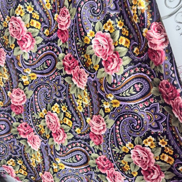 Sentiments dress paisley roses floral purple pink orange green boho nighty rare - Picture 9 of 9